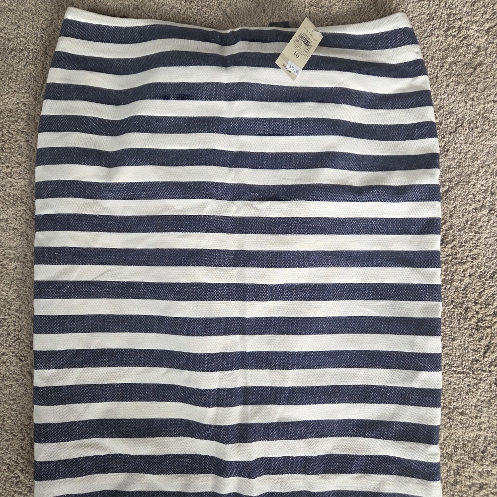 Ann Taylor Navy and White Striped Skirt